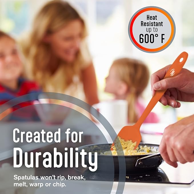 Kaluns Silicone Spatula Set, 4 Rubber Spatulas 600°F Heat Resistant, Nonstick - Image 4