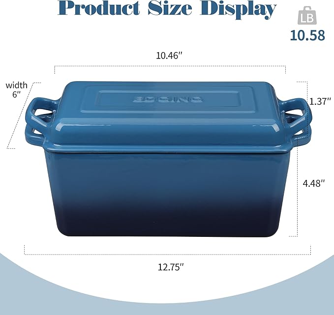 EDGING CASTING Enameled Cast Iron Dutch Oven, Oblong Bread Oven - Image 2