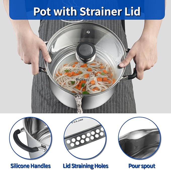 SLOTTET 6 Quart Stainless Steel Stock Pot - Image 2