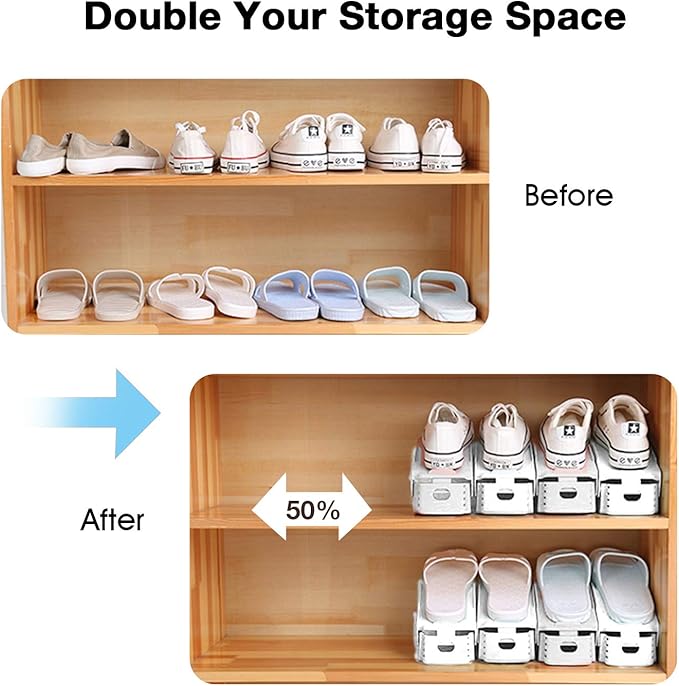 Neprock Shoe Slots Organizer, 20 Pack Adjustable Shoe Rack Stacker Storage - Image 2