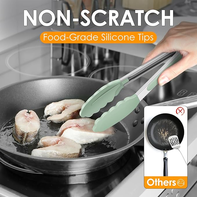 Hotec Silicone Kitchen Tongs for Cooking 9-Inch Serving Tongs - Image 5