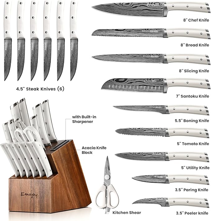 Knife Set, Emojoy 18-Pieces Kitchen Knife Set - Image 3