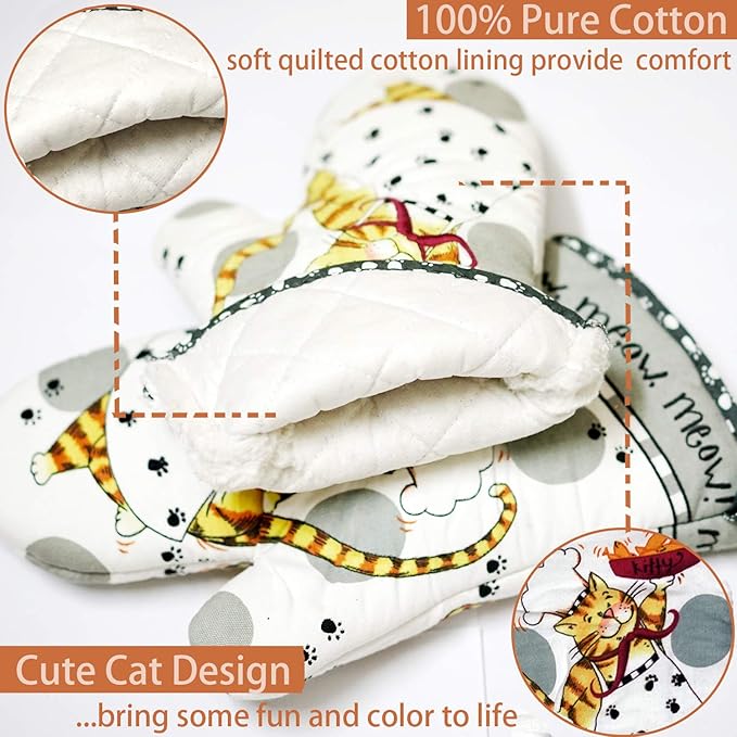Oven Mitts and Pot Holders Sets, Funny Kitchen Oven Mitts Heat Resistant of 500 - Image 5