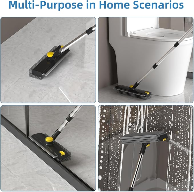 Scrub Brush with Long Handle, Floor Scrub Brush Squeegee Broom - Image 6