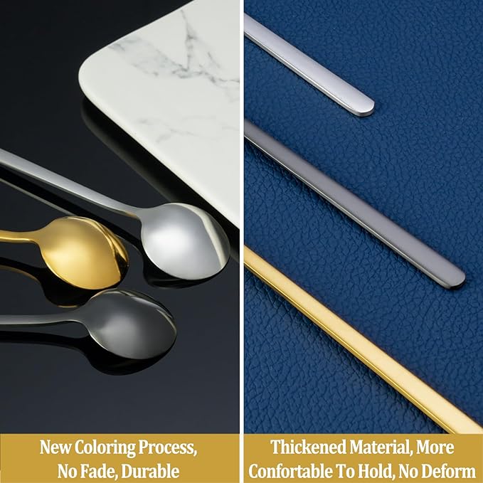 12 Pcs Coffee Spoons Set, 6.7" Gold Tea Spoons Long Handle, Stainless Steel - Image 5