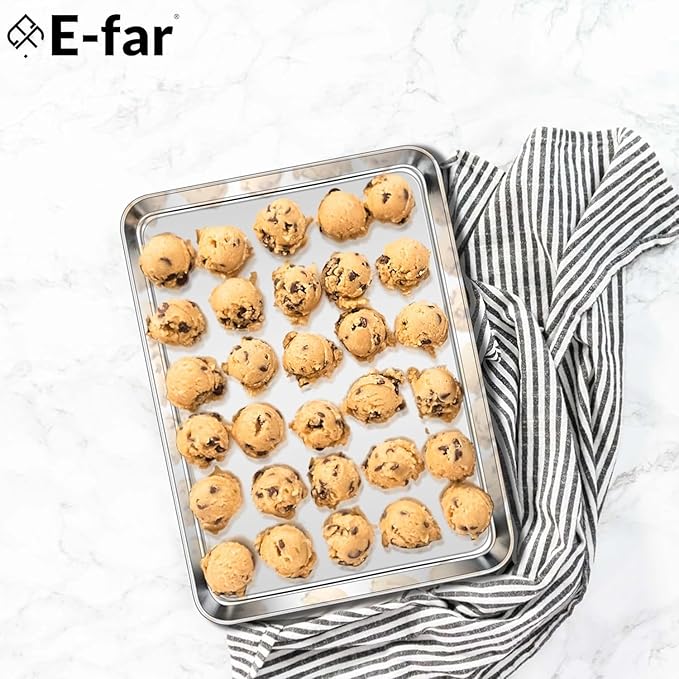 E-far Stainless Steel Baking Sheet Set of 3, 12.4”/10.5” /9.4” Cookie Sheet - Image 7