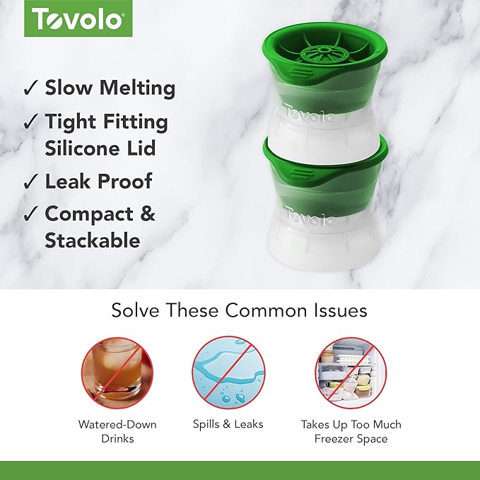 Tovolo Golf Ball Ice Cube Molds Pack of 2 Large Craft Ice Sphere Mold - Image 3