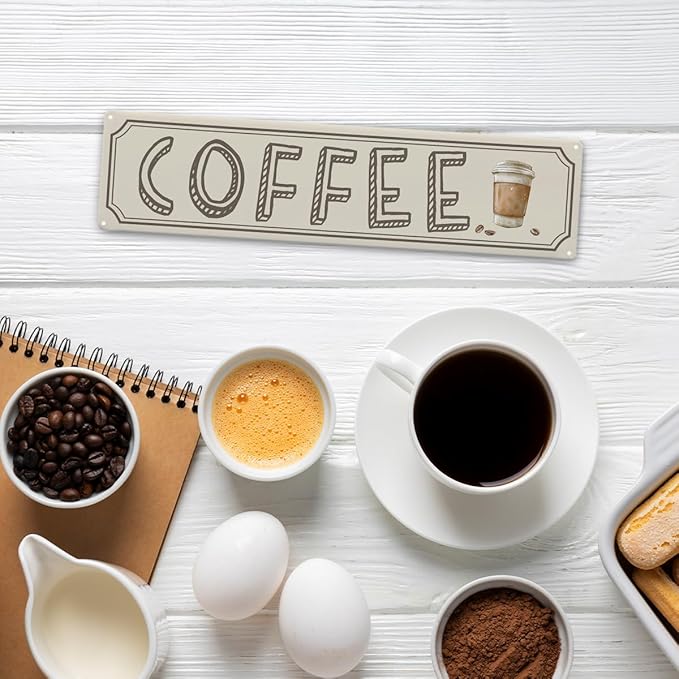 Vintage Coffee Sign Decor, Retro Metal Tin Sign, Home Kitchen Wall Decor - Image 5