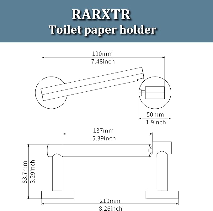 RARXTR Matte Black Toilet Paper Holder SUS304 Stainless Steel Double Post - Image 6