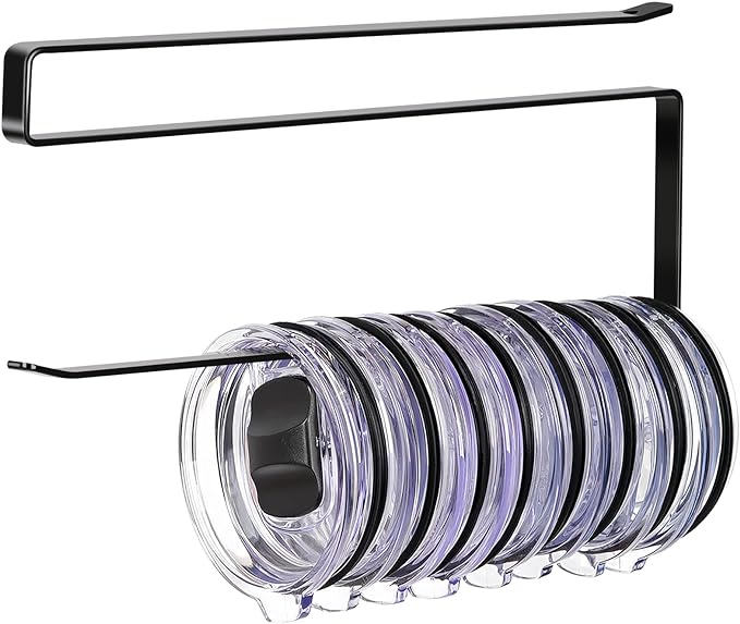 Tumbler Lid Organizer, Horizontal Tumbler Lid Storage Hook Up to 10 Lids by JOLENSOY