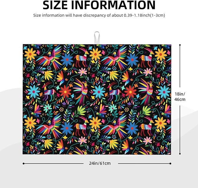 Mexican Colorful Bird and Floral Abstract Dish Drying Mats - Image 6