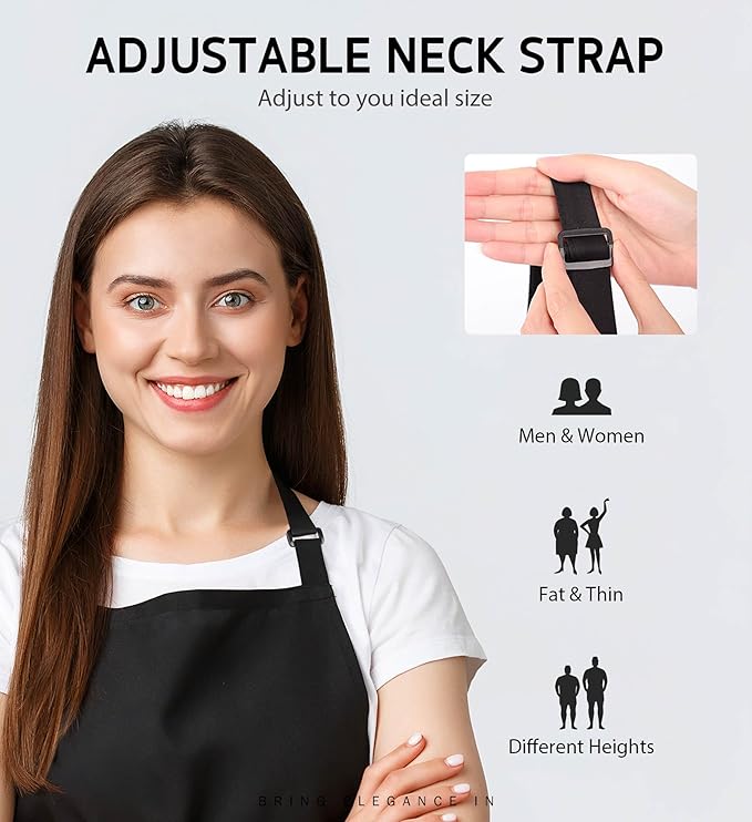Syntus 12 Pack Bib Apron, Unisex Aprons Adjustable 100% Cotton - Image 5
