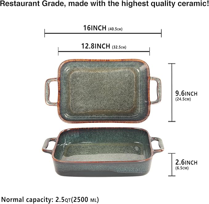 12" X 9" Porcelain Rectangular Casserole Dishes - Image 2