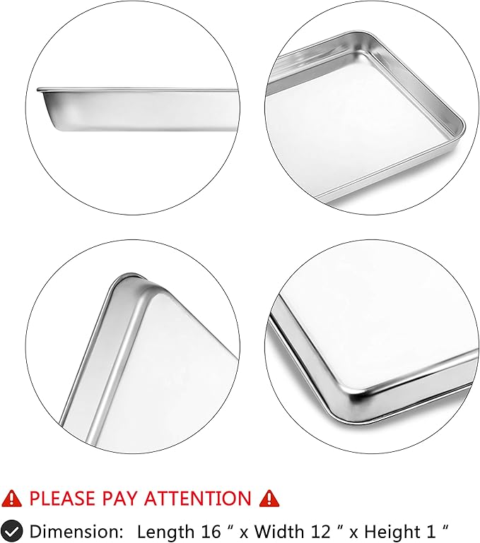 Cookie Sheet Baking Sheet, Bastwe Stainless Steel Bakeware Oven Tray, 16 inch - Image 5