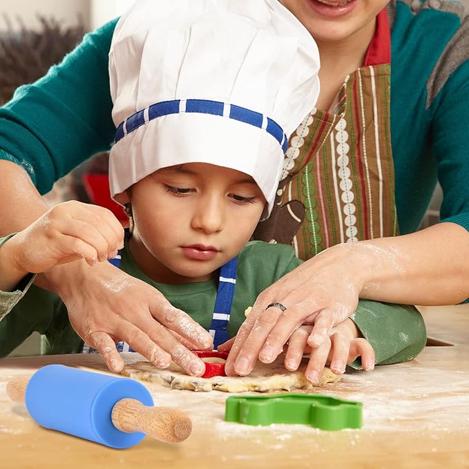 Mini Silicone Rolling Pin for Kids, Non-stick Surface Wood Handle, 9 Inch 16 - Image 4