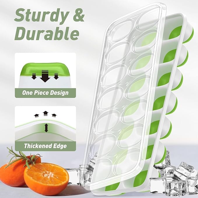 ChefAide Ice Cube Tray with Lid and Bin, 4 Packs 56 Cubes Silicone Plastic Ice - Image 3