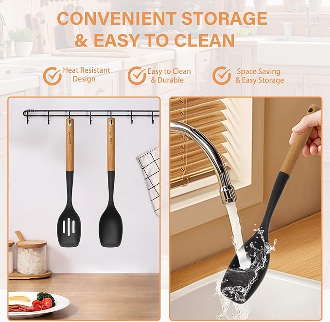 4PCS Silicone Cooking Utensils Set, Large Nonstick Spatula Spoons Set - Image 7