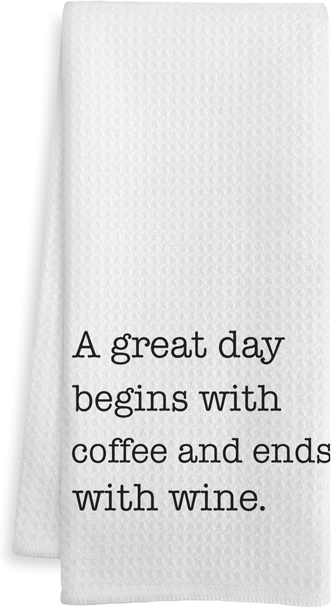 Funny Kitchen Bar Towels, Coffee Wine Lover Gifts Dish Tea Towels by Unknown