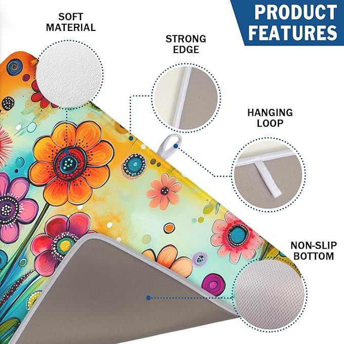 Abstract Colorful Floral Dish Drying Mat - Image 3