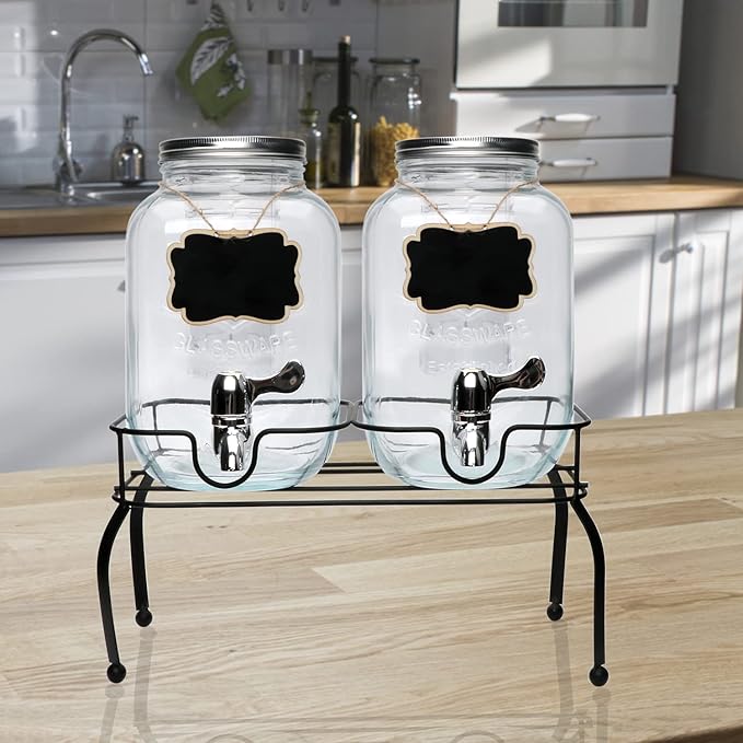 1-Gallon Glass Beverage Dispenser, Accguan Drink Dispenser - Image 6