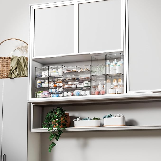 Yieach 8 Pack Small Stackable Storage Bins, Medicine Cabinet Organizer - Image 5