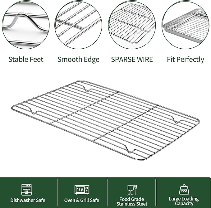 CEKEE Baking Sheet and Cooling Rack Set, Non Toxic & Heavy Duty & Easy Clean - Image 4