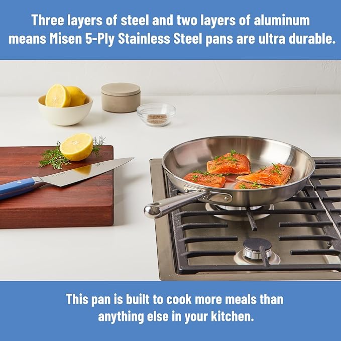 Misen 5-Ply Stainless Steel 8" Frying Pan - Image 4