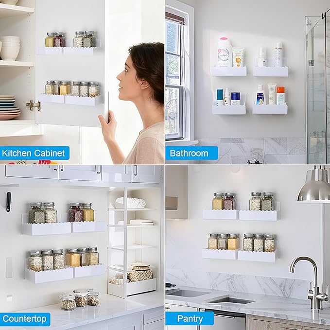 12 inch Spice Rack Wall Mounted, 4 Pack Spice Organizer Shelf - Image 5