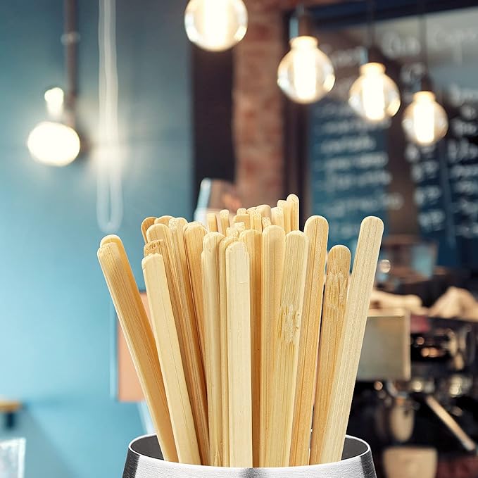 100pcs Bamboo Coffee Stirrers Individually Wrapped, 5.5 Inch Disposable Wood - Image 7