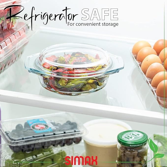 Simax Casserole Dish With Lid, 24 Ounce Round Glass Cookware, Oven and - Image 6
