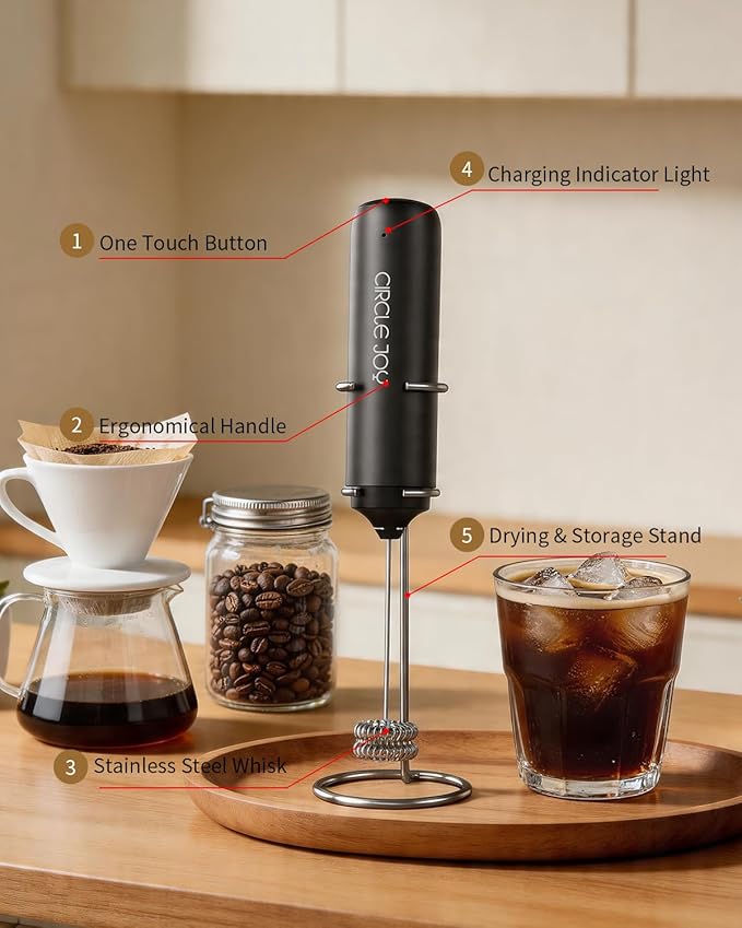 CIRCLE JOY Rechargeable Milk Frother Hanheld - Image 7