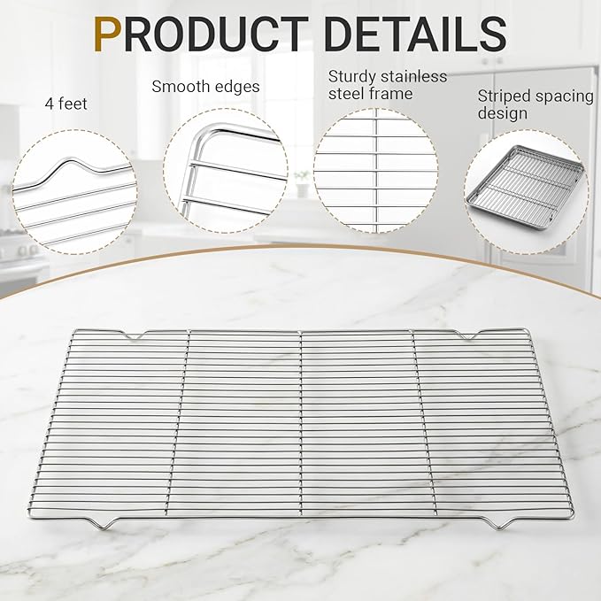 Lounsweer 2 Pack Cooling Racks, 24L x 16W x 1H Stainless Steel Wire Rack - Image 3