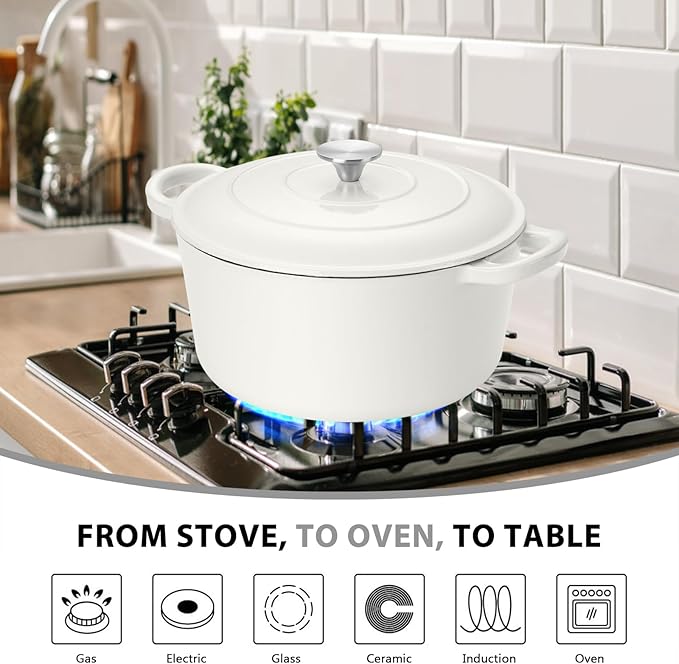 E-far 6 Quart Dutch Oven, Enameled Cast Iron Dutch Oven Pot - Image 5