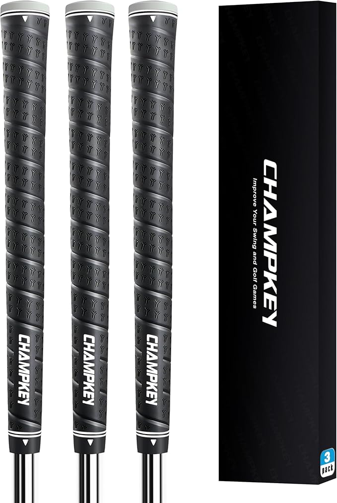 ++Champkey CHAMPKEY 3 Pack WRAP-Y Rubber Golf Grips - High Feedback and Traction Golf Club Grips（Do Not Includes Solvent and Grip Remove Kit）
