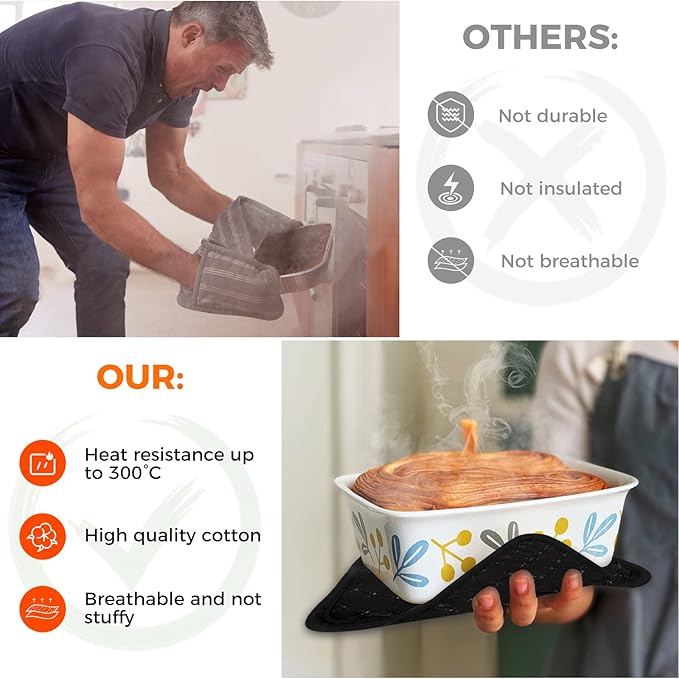 4PCS Oven Mitts and Pot Holders Sets 500°F Pot Holders - Image 4