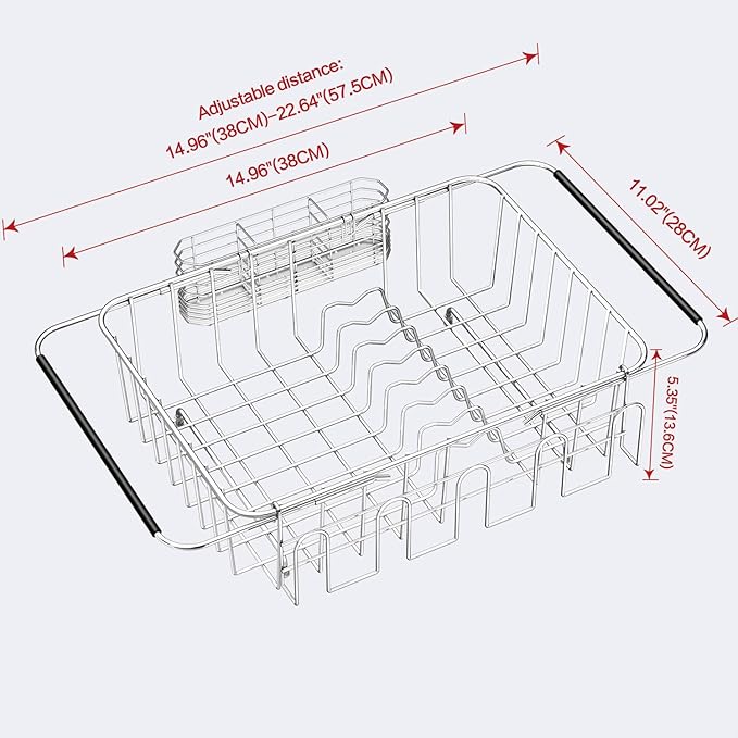 Fanbsy Dish Drying Rack in Sink, Extendable Stainless Steel Dish Drainers - Image 2