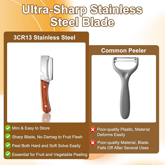 Premium Vegetable Peeler with Wooden Handle and Bottle Opener - Image 5