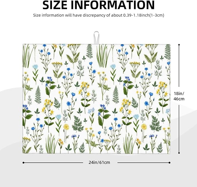 Blue Yellow Wildflower Dish Drying Mats - Image 6