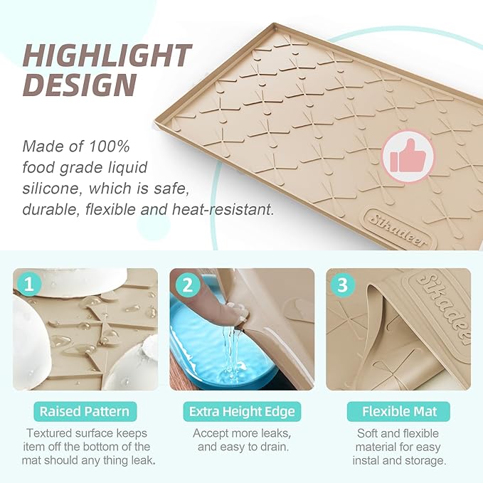 SIKADEER 40" x 19" Under Sink Mat Waterproof, Silicone Mat Kitchen Drawer Shelf - Image 4