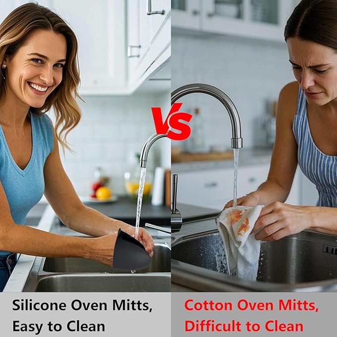 Silicone Oven Mitts Heat Resistant Pot Holder Set - Image 6