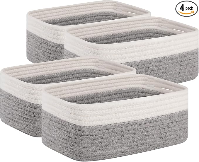 OIAHOMY 4 Pack Storage Baskets for Organizing, Small Bins for Shelves, Cute by MasterofSpaceOptimization