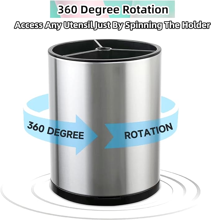 LIBODOUR Kitchen Utensil Holder Extra Large 360°Rotating - Image 5