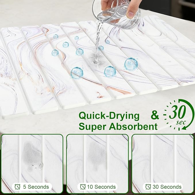 Large Stone Drying Mat for Kitchen Counter, Collapsible Stone Dish Drying Mats - Image 3