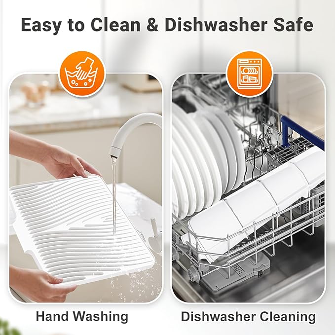 Silicone Dish Drying Mat for Kitchen Counter, Dish Drying Pad, Non-Slip Drain - Image 3