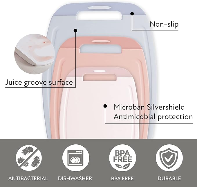 Neoflam Microban Protection Cutting Board 3 Piece Set, Stain & Odor/BPA Free - Image 5