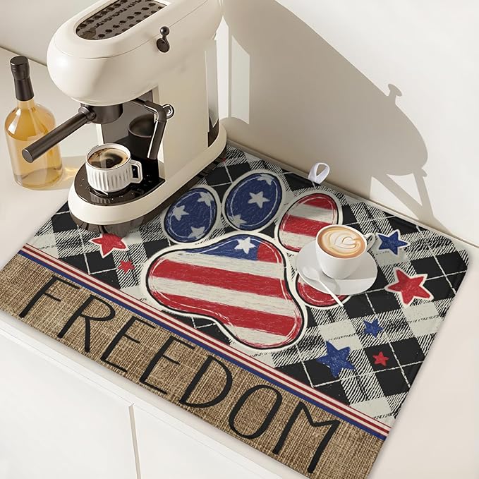 4th of July Dish Drying Mat 24x18 Inch, Patriotic Drying Mat - Image 7