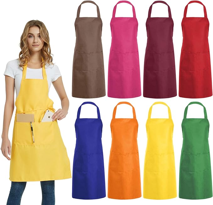 DUSKCOVE 8 PCS Plain Bib Aprons Bulk by DUSKCOVE
