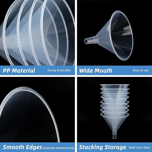 8 Pcs 6 Inch Wide Mouth Plastic Large Funnels, Easy and Smooth Content Transfer - Image 3