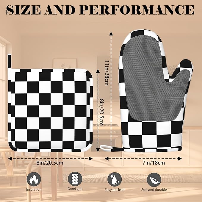 Checkerboard Oven Mitt and Pot Holder - Image 3