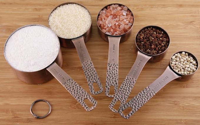 Copper Measuring Cups and Spoons Set, Metric & US Stainless Steel 5 Measuring - Image 5